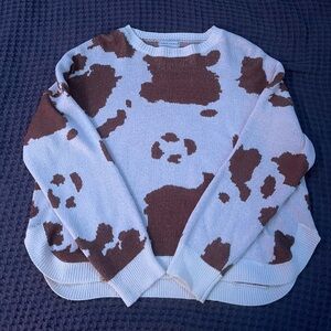 Brown and White Women's Sweater